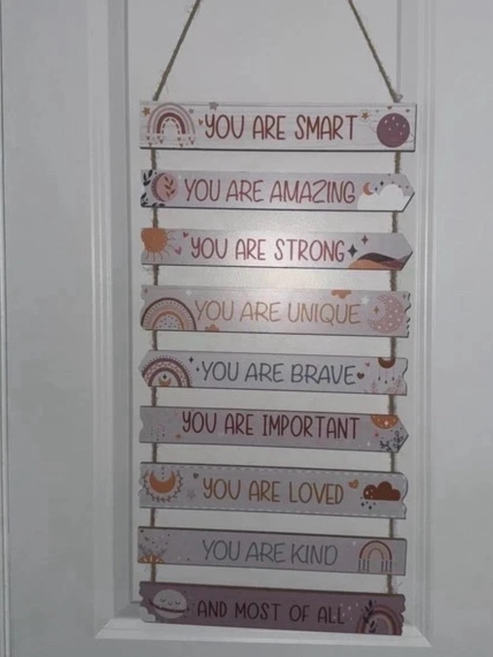 Motivational Hanging Wall Sign - Pink & Cream Positive Affirmations